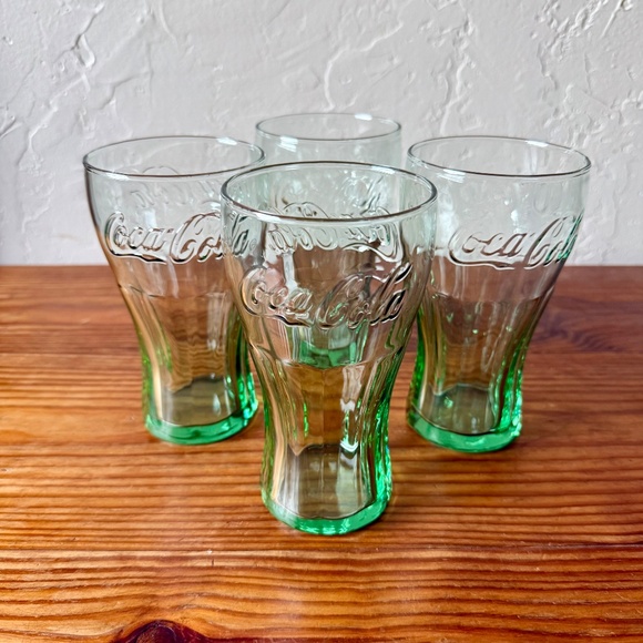 Set of 4 | Vintage Libbey Coca-Cola Glasses | Green Tint | Georgia Green - Picture 11 of 13
